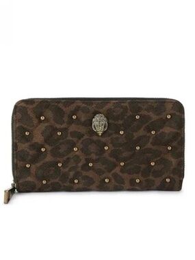 Kurt Geiger London Kensington Zip Around Suede Leopard Studded Wallet